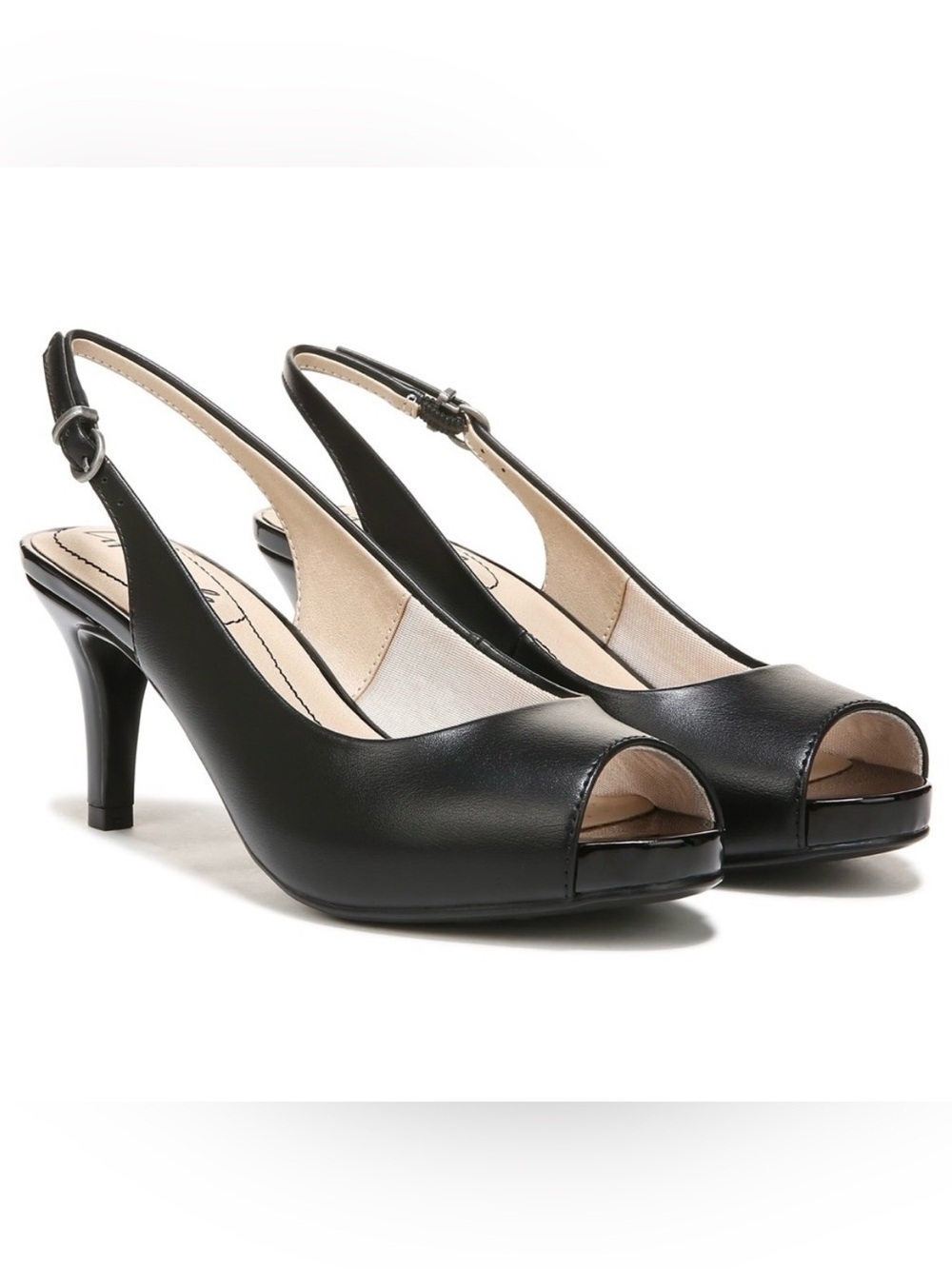 NEW Lifestride Teller Peep Toe Pump Heels in Black Size 8.5 Medium